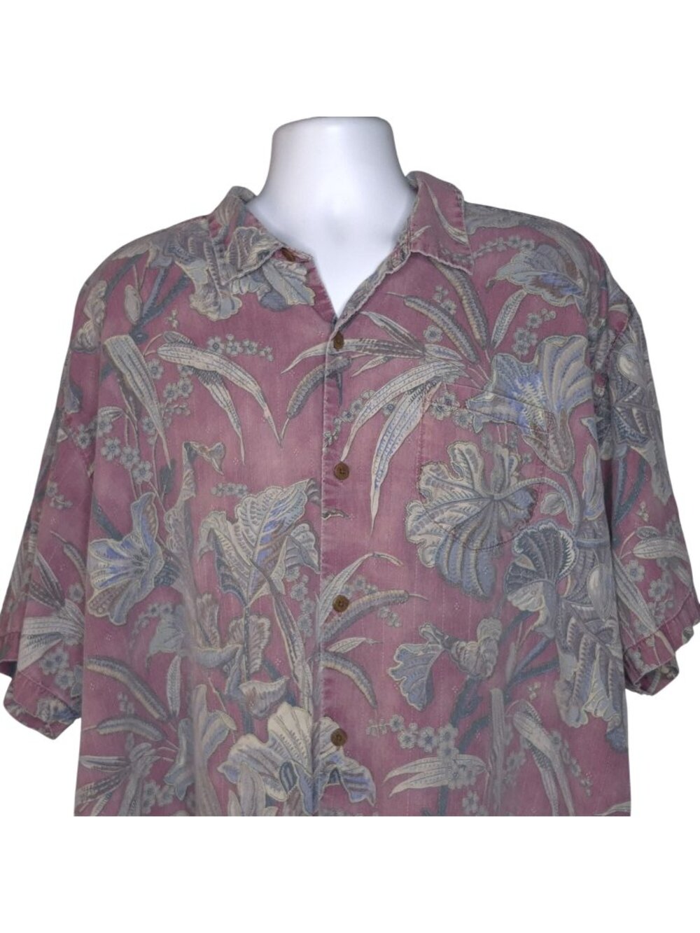 Tommy Bahama Mens 100% Silk Floral Hawaiian Shirt XXL Short Sleeve Relaxed